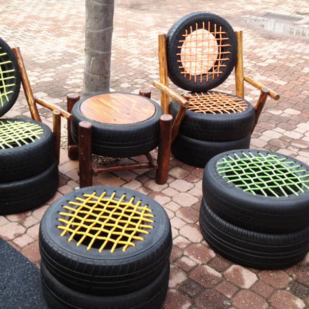 Recycler des vieux pneus, idées déco