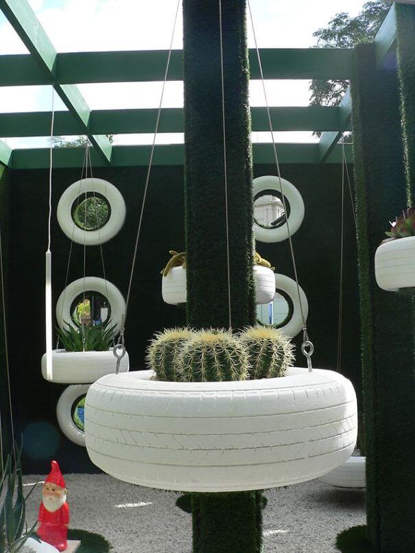 Recycler des vieux pneus, idées déco