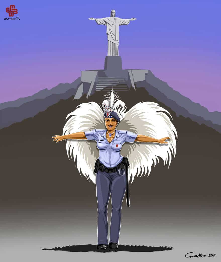 illustrations satiriques de la police dans le monde