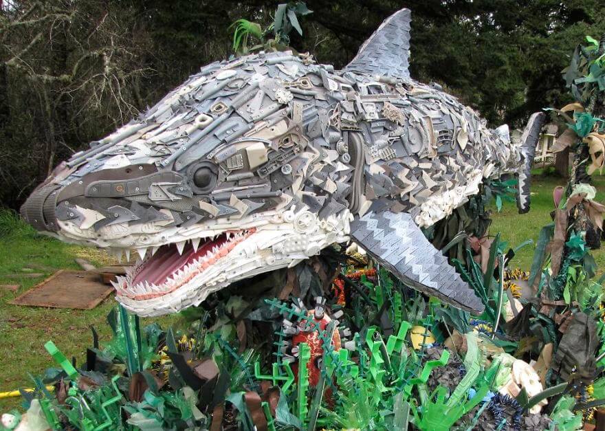trash art, déchets plastiques, océans