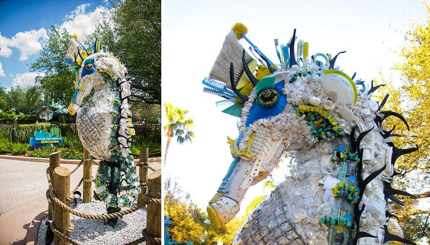 trash art, déchets plastiques, océans