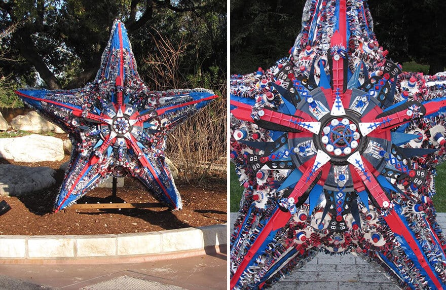 trash art, déchets plastiques, océans