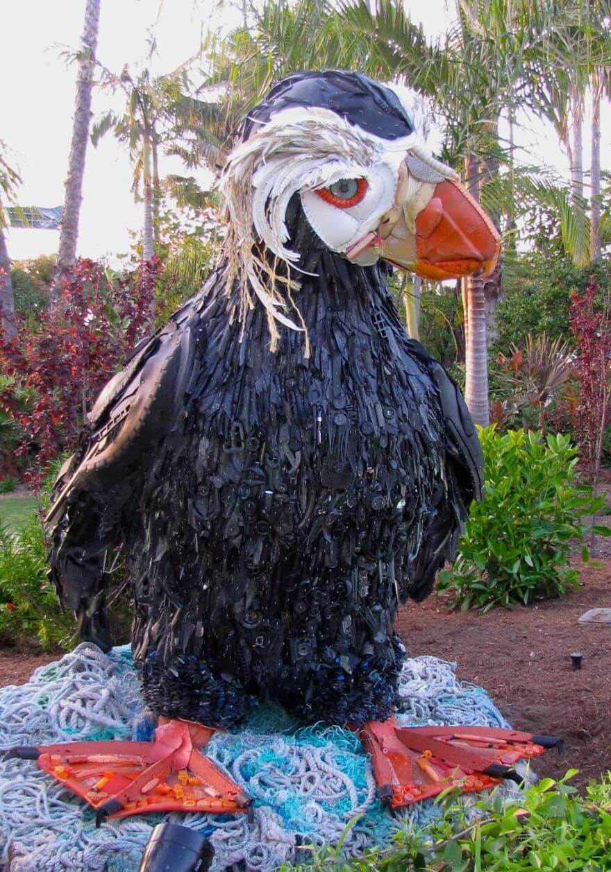 trash art, déchets plastiques, océans
