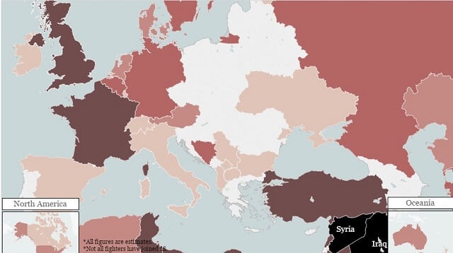 carte djihadistes, Europe