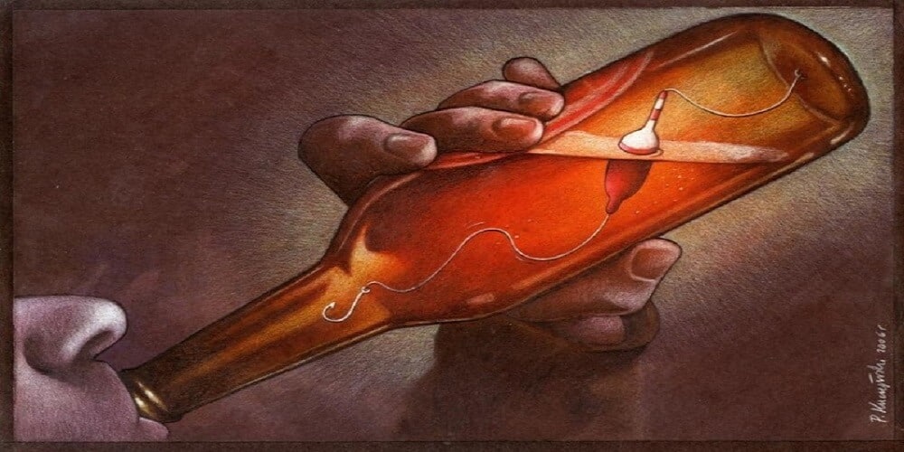 Dessin, Addiction, Bouteille, Alcool