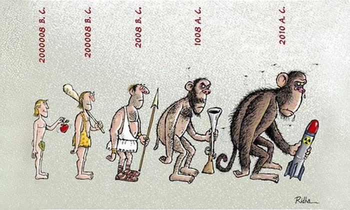 Image satirique de l'évolution de l'homme