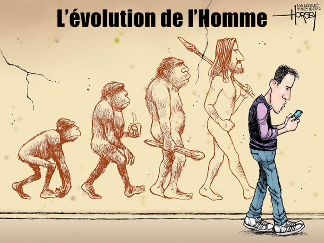 Image satirique de l'évolution de l'homme