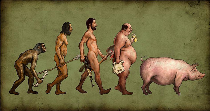 Image satirique de l'évolution de l'homme
