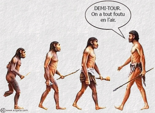 Image satirique de l'évolution de l'homme