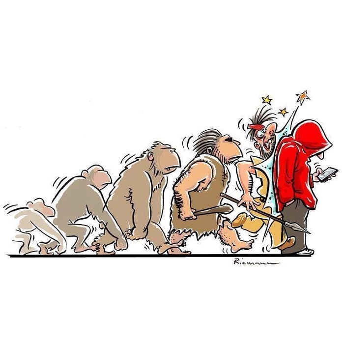 Image satirique de l'évolution de l'homme