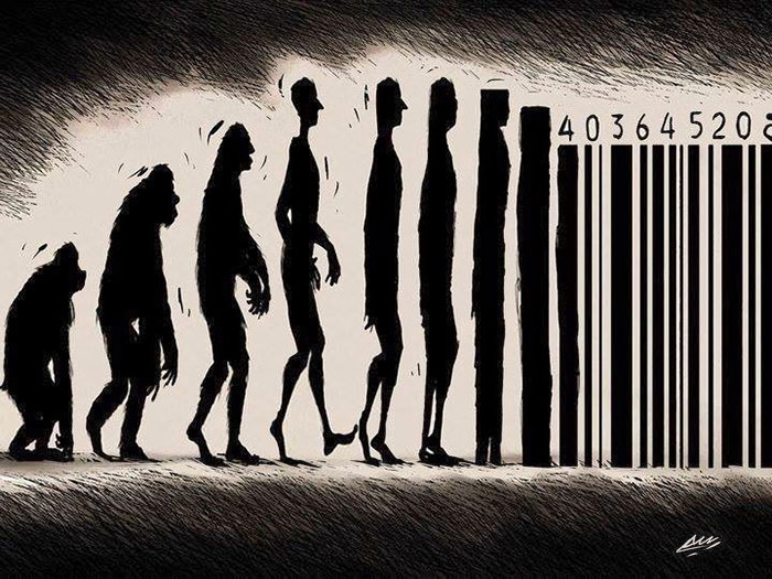 Image satirique de l'évolution de l'homme